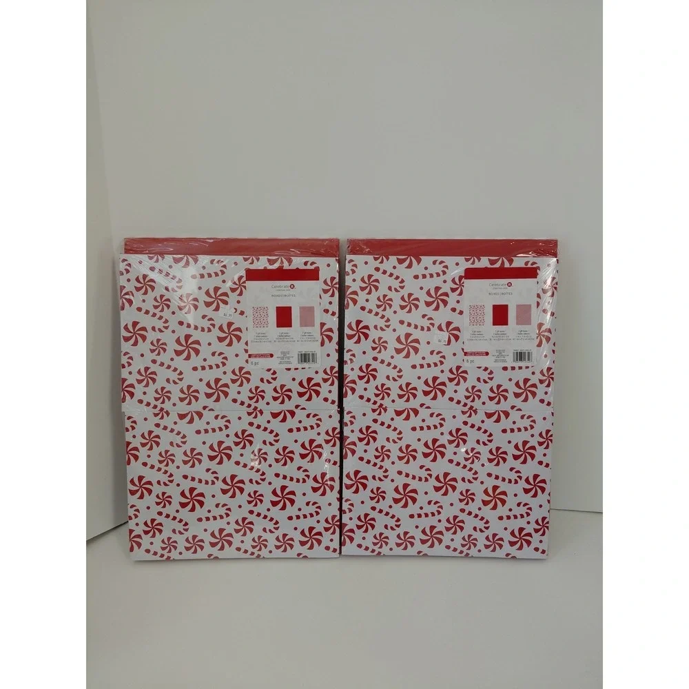 LOT of‎ 2 Celebrate It Gift Wrap Boxes 6 pieces (12 total) Christmas Variety PK